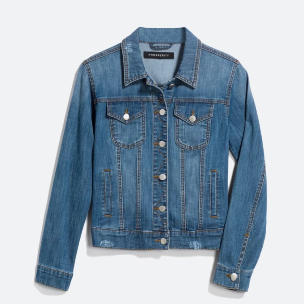Prosperity Distressed Denim Jacket in Size L